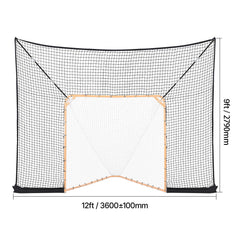 Hockey and Lacrosse Goal Backstop, 12x9 ft Lacrosse Net with Extended Coverage, Quick Easy Setup Complete Accessories Training Net, Backyard Lacrosse Equipment, for Youth Adult (NET ONLY)