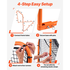 Lacrosse Goal, 1.8mx1.8m Lacrosse Net, Folding Portable Backyard Lacrosse Training Equipment, Steel Frame Training Net, Quick & Easy Setup Lacrosse Goal, Perfect for Youth Adult Training, Orange