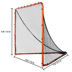 Lacrosse Goal, 1.8mx1.8m Lacrosse Net, Folding Portable Backyard Lacrosse Training Equipment, Steel Frame Training Net, Quick & Easy Setup Lacrosse Goal, Perfect for Youth Adult Training, Orange
