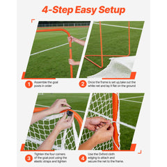 Lacrosse Goal, 6' x 6' Lacrosse Net, Steel Frame Backyard Lacrosse Training Equipment, Portable Lacrosse Goal with Carry Bag, Quick & Easy Setup, Perfect for Youth Adult Training, Orange