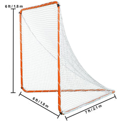 Lacrosse Goal, 6' x 6' Lacrosse Net, Steel Frame Backyard Lacrosse Training Equipment, Portable Lacrosse Goal with Carry Bag, Quick & Easy Setup, Perfect for Youth Adult Training, Orange