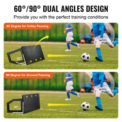 Soccer Rebounder Board, 100x40 cm Portable Soccer Wall with 2 Angles Rebound, Foldable HDPE Kickback Rebound Board, Soccer Training Equipment for Kids and Adults, Passing & Shooting Practice