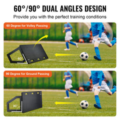 Soccer Rebounder Board, 115x45 cm Portable Soccer Wall with 2 Angles Rebound, Foldable HDPE Kickback Rebound Board, Soccer Training Equipment for Kids and Adults, Passing & Shooting Practice