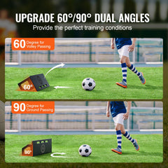 Soccer Rebounder Board, 32"X12" Portable Soccer Wall with 2 Angles Rebound, Foldable HDPE Kickback Rebound Board, Soccer Training Equipment for Kids and Adults, Passing & Shooting Practice