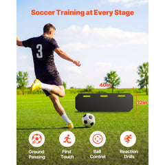 Soccer Rebounder Board, 1000 x 300 mm Portable Soccer Rebound Wall, HDPE Sports Kick Back Trainer, 3 Adjustable Angles, Easy Setup Ball Practice Training Equipment for Passing & Reaction Skills