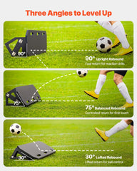 Soccer Rebounder Board, 1000 x 300 mm Portable Soccer Rebound Wall, HDPE Sports Kick Back Trainer, 3 Adjustable Angles, Easy Setup Ball Practice Training Equipment for Passing & Reaction Skills