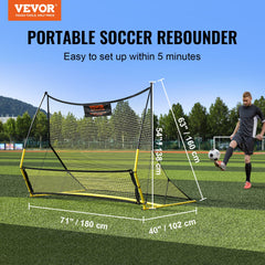 Soccer Trainer, 2-IN-1 Portable Soccer Rebounder Net, Iron Soccer Practice Equipment, Sports Football Rebounder Wall with Portable Bag, Perfect for Team Solo Training, Passing, Volley