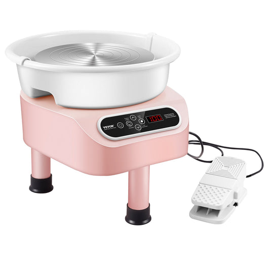 Pottery Wheel, 10 inch Pottery Forming Machine, 350W Electric Wheel for Pottery with Foot Pedal and LCD Touch Screen, Direct Drive Ceramic Wheel with 3 Support Legs for DIY Art Craft, Pink