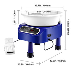 Pottery Wheel, 11 inch Pottery Forming Machine, 450W Electric Wheel for Pottery with Foot Pedal and LCD Touch Screen, Direct Drive Ceramic Wheel with 3 Support Legs for DIY Art Craft, Blue