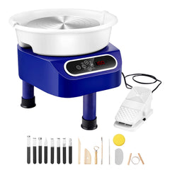 Pottery Wheel, 11 inch Pottery Forming Machine, 450W Electric Wheel for Pottery with Foot Pedal and LCD Touch Screen, Direct Drive Ceramic Wheel with 3 Support Legs for DIY Art Craft, Blue