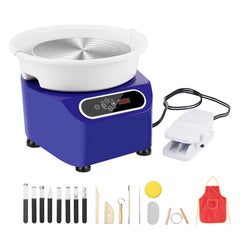 Pottery Wheel, 11 inch Pottery Forming Machine, 450W Electric Wheel for Pottery with Foot Pedal and LCD Touch Screen, Direct Drive Ceramic Wheel with Shaping Tools for DIY Art Craft, Blue