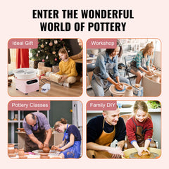 Pottery Wheel, 11 inch Pottery Forming Machine, 450W Electric Wheel for Pottery with Foot Pedal and LCD Touch Screen, Direct Drive Ceramic Wheel with Shaping Tools for DIY Art Craft, Pink