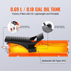 10,000PSI Air Hydraulic Pump, 0.18 Gal Reservoir, NPT 3/8 In Oil Outlet, NPT 1/4 In Inlet, Metal Shell Air Actuated Treadle Foot Pump, for Precision Industrial Machinery & Aerospace Equipment