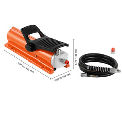 10,000PSI Air Hydraulic Pump, 0.18 Gal Reservoir, NPT 3/8 In Oil Outlet, NPT 1/4 In Inlet, Metal Shell Air Actuated Treadle Foot Pump, for Precision Industrial Machinery & Aerospace Equipment