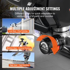 Stand Airless Paint Sprayer, 750W 3000PSI High Efficiency Electric Airless Sprayer With Cart, Fine And Even Painting Effect, Paint Sprayers for Home Interior and Exterior Furniture and Fences