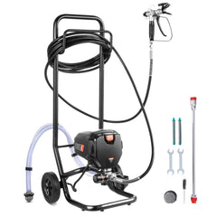 Stand Airless Paint Sprayer, 750W 3000PSI High Efficiency Electric Airless Sprayer With Cart, Fine And Even Painting Effect, Paint Sprayers for Home Interior and Exterior Furniture and Fences