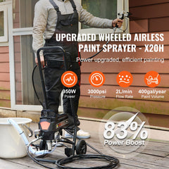 Stand Airless Paint Sprayer, 950W 3000PSI High Efficiency Electric Airless Sprayer With Cart, Fine And Even Painting Effect, Paint Sprayers for Home Interior and Exterior Furniture and Fences