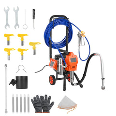 Stand Airless Paint Sprayer, 1500W, 3300PSI High Pressure Airless Sprayer with Cart, Cleaning Brush, Hose, Extension Rod, Nozzles, Electric Spray Paint Machine for Large Apartments, Buildings