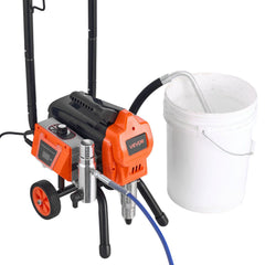 Stand Airless Paint Sprayer, 1500W, 3300PSI High Pressure Airless Sprayer with Cart, Cleaning Brush, Hose, Extension Rod, Nozzles, Electric Spray Paint Machine for Large Apartments, Buildings