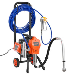 Stand Airless Paint Sprayer, 1500W, 3300PSI High Pressure Airless Sprayer with Cart, Cleaning Brush, Hose, Extension Rod, Nozzles, Electric Spray Paint Machine for Large Apartments, Buildings