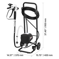 Stand Airless Paint Sprayer, 650W, 3000PSI High Pressure Airless Sprayer with Cart, Cleaning Brush, Hose, Extension Rod, Nozzles, Electric Spray Paint Machine for House Exterior and Interior