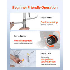 Stand Airless Paint Sprayer, 900W, 3300PSI High Pressure Airless Sprayer, Cleaning Brush, Hose, Extension Rod, Nozzles, Electric Spray Paint Machine for Interior or Exterior of House, Fence