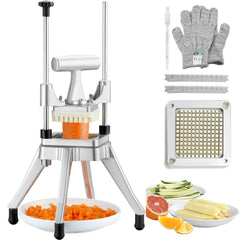 Commercial Vegetable Fruit Chopper 1/4" Blade Heavy Duty Professional Food Dicer Kattex French Fry Cutter Onion Slicer Stainless Steel for Tomato Peppers Potato Mushroom