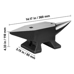 Single Horn Anvil, 22Lbs Cast Steel Anvil, High Hardness Rugged Round Horn Anvil Blacksmith, Large Countertop and Stable Base, with Round and Square Hole, Metalsmith Tool for Bending and Shaping