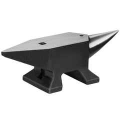 Single Horn Anvil, 22Lbs Cast Steel Anvil, High Hardness Rugged Round Horn Anvil Blacksmith, Large Countertop and Stable Base, with Round and Square Hole, Metalsmith Tool for Bending and Shaping