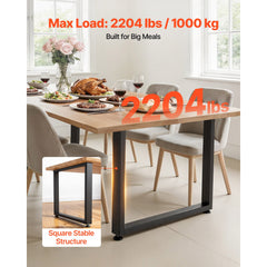 Table Legs, 750 x 900 mm (H x W) Square Steel Furniture Legs, Modular Design, Easy Assembly, 1000 kg Max Load Heavy Duty, for Home Office Desk, Workbenches, Dinner Bar Tables, Set of 2, Black