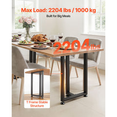 Table Legs, 740 x 450 mm (H x W) Square T Shape Steel Furniture Legs, Modular Design, Easy Assembly, 1000 kg Max Load Heavy Duty, for Home Office Desk, Dinner Table, Workbench, Set of 2, Black