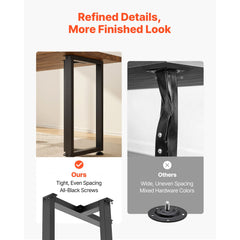 Table Legs, 740 x 450 mm (H x W) Square T Shape Steel Furniture Legs, Modular Design, Easy Assembly, 1000 kg Max Load Heavy Duty, for Home Office Desk, Dinner Table, Workbench, Set of 2, Black