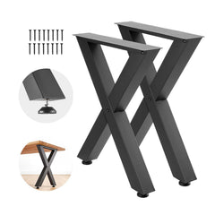 Table Legs, 750 x 600 mm (H x W) Steel Furniture Legs, Modular Design, Easy Assembly, 1000 kg Max Load Heavy Duty, for Home Office Desk, Coffee Dinner Bar Tables, Workbench,2 PCS, X Frame, Black