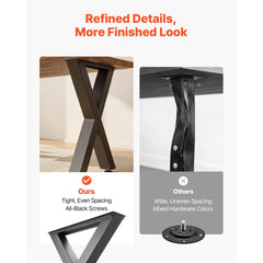 Table Legs, 750 x 600 mm (H x W) Steel Furniture Legs, Modular Design, Easy Assembly, 1000 kg Max Load Heavy Duty, for Home Office Desk, Coffee Dinner Bar Tables, Workbench,2 PCS, X Frame, Black
