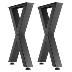 Table Legs, 750 x 600 mm (H x W) Steel Furniture Legs, Modular Design, Easy Assembly, 1000 kg Max Load Heavy Duty, for Home Office Desk, Coffee Dinner Bar Tables, Workbench,2 PCS, X Frame, Black
