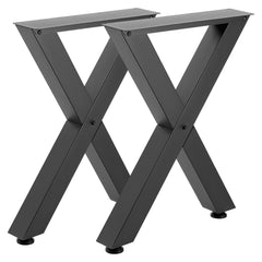 Table Legs, 750 x 600 mm (H x W) Steel Furniture Legs, Modular Design, Easy Assembly, 1000 kg Max Load Heavy Duty, for Home Office Desk, Coffee Dinner Bar Tables, Workbench,2 PCS, X Frame, Black