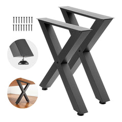 Table Legs, 750 x 760 mm (HxW) W Steel Furniture Legs, Modular Design, Easy Assembly, 1000 kg Max Load Heavy Duty, for Home Office Desk, Coffee Dinner Bar Tables, Workbench,2 PCS, X Frame, Black