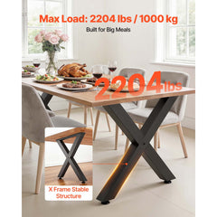 Table Legs, 750 x 760 mm (HxW) W Steel Furniture Legs, Modular Design, Easy Assembly, 1000 kg Max Load Heavy Duty, for Home Office Desk, Coffee Dinner Bar Tables, Workbench,2 PCS, X Frame, Black