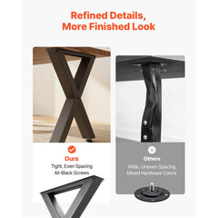 Table Legs, 750 x 760 mm (HxW) W Steel Furniture Legs, Modular Design, Easy Assembly, 1000 kg Max Load Heavy Duty, for Home Office Desk, Coffee Dinner Bar Tables, Workbench,2 PCS, X Frame, Black