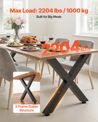 Table Legs, 750 x 790 mm (H x W) Steel Furniture Legs, Modular Design, Easy Assembly, 1000 kg Max Load Heavy Duty, for Home Office Desk, Coffee Dinner Bar Tables, Workbench,2 PCS, X Frame, Black