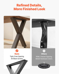 Table Legs, 750 x 790 mm (H x W) Steel Furniture Legs, Modular Design, Easy Assembly, 1000 kg Max Load Heavy Duty, for Home Office Desk, Coffee Dinner Bar Tables, Workbench,2 PCS, X Frame, Black