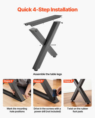 Table Legs, 750 x 790 mm (H x W) Steel Furniture Legs, Modular Design, Easy Assembly, 1000 kg Max Load Heavy Duty, for Home Office Desk, Coffee Dinner Bar Tables, Workbench,2 PCS, X Frame, Black