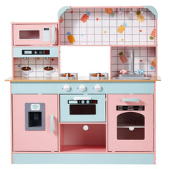 Kitchen Playset Kids Pretend Cooking Play Toy 24 Piece Accessories Pink