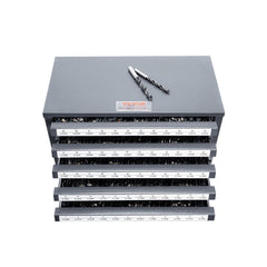 Drill Bit Dispenser Cabinet, Five-Drawer Drill Bit Organizer Cabinet for #1 to #60 Steel Drill Dispenser Organizer Cabinet with Labels, Stackable Drill Dispenser for Drill Bit Storage