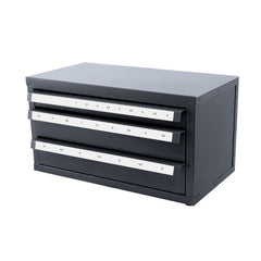 Drill Bit Dispenser Cabinet, Three-Drawer Drill Bit Organizer Cabinet for 1mm to 13mm, Steel Drill Dispenser Organizer Cabinet with Labels, Stackable Drill Dispenser for Drill Bit Storage