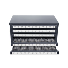 Tap Dispenser Cabinet, Five-Drawer Tap Organizer Cabinet for #2-56-#12-28 Steel Tap Dispenser Organizer Cabinet with Labels, 60-Compartment Stackable Tap Cabinet for Tap Storage