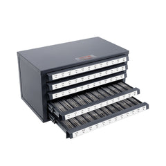 Tap Dispenser Cabinet, Five-Drawer Tap Organizer Cabinet for #2-56-#12-28 Steel Tap Dispenser Organizer Cabinet with Labels, 60-Compartment Stackable Tap Cabinet for Tap Storage