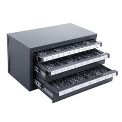 Drill Bit Dispenser Cabinet, Three-Drawer Drill Bit Organizer Cabinet for A to Z, Steel Drill Dispenser Organizer Cabinet with Labels, Stackable Drill Dispenser for Drill Bit Storage