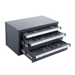 Drill Bit Dispenser Cabinet, Three-Drawer Drill Bit Organizer Cabinet for A to Z, Steel Drill Dispenser Organizer Cabinet with Labels, Stackable Drill Dispenser for Drill Bit Storage