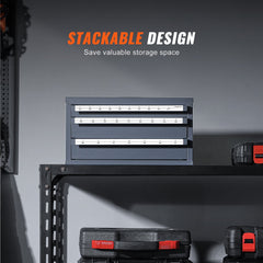 Drill Bit Dispenser Cabinet, Three-Drawer Drill Bit Organizer Cabinet for A to Z, Steel Drill Dispenser Organizer Cabinet with Labels, Stackable Drill Dispenser for Drill Bit Storage